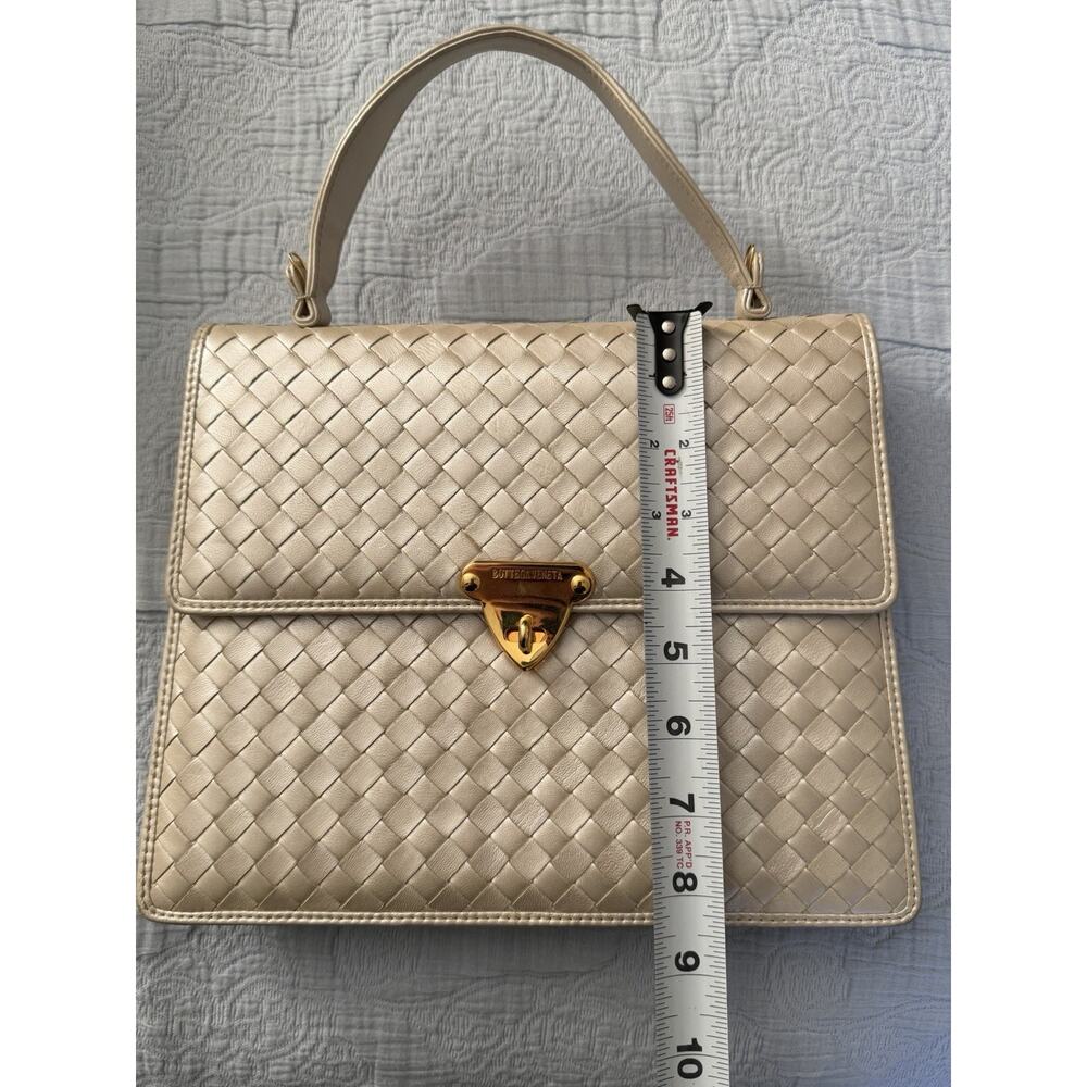 Bottega Veneta Rare‎ Vintage Intrecciato Top Handle Kelly Handbag Off White - Picture 15 of 16